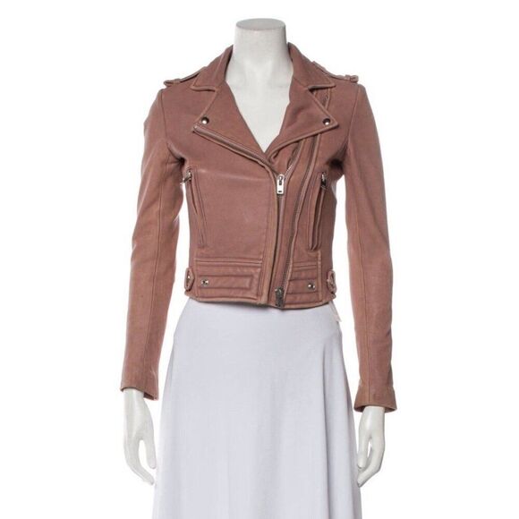 IRO Jackets & Blazers - Iro Authentic Beige Pink Lamb Leather Long Sleeve Motorcycle Jacket 34 Xs